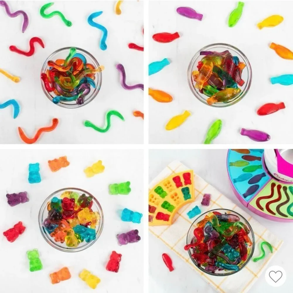Nostalgia Gummy Candy Making Kit With 4 Silicone Mold Trays Bundle Multicolor OS